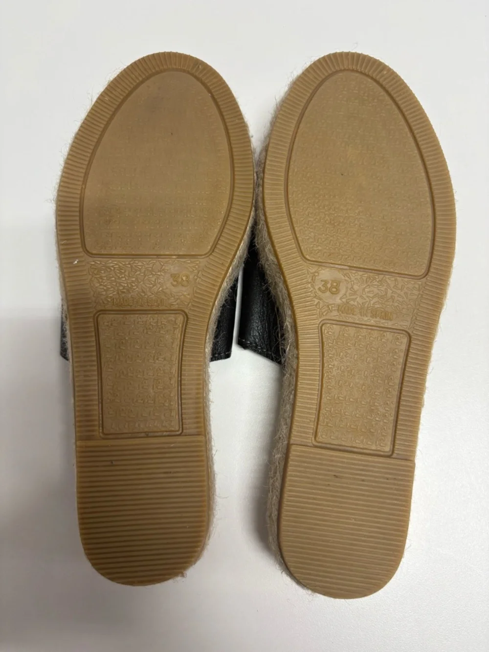 Ramoncinas Platform Leather Black Flat‎ Espadrilles - Size 38 (7.5 US) - NEW